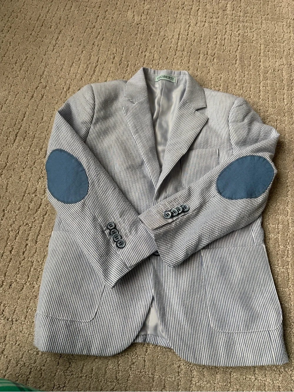 Light Blue White Pinstriped Blazer and Button Down Shirt Size 7